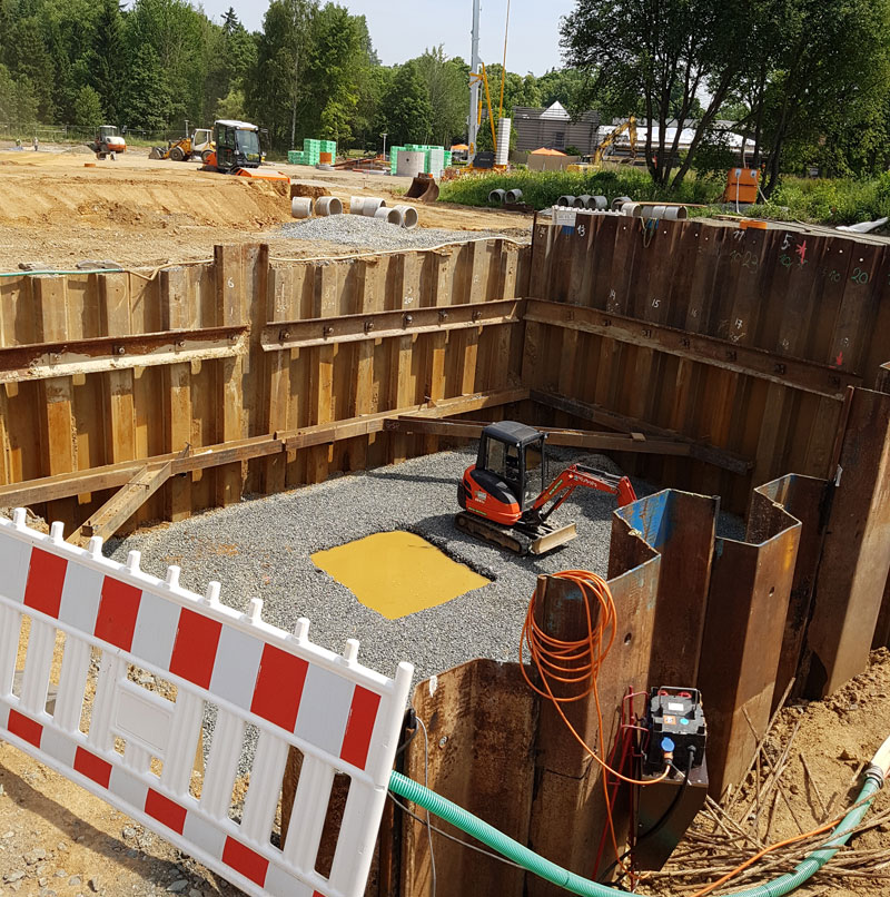 Freibad Bad Steben - umspundete Baugrube